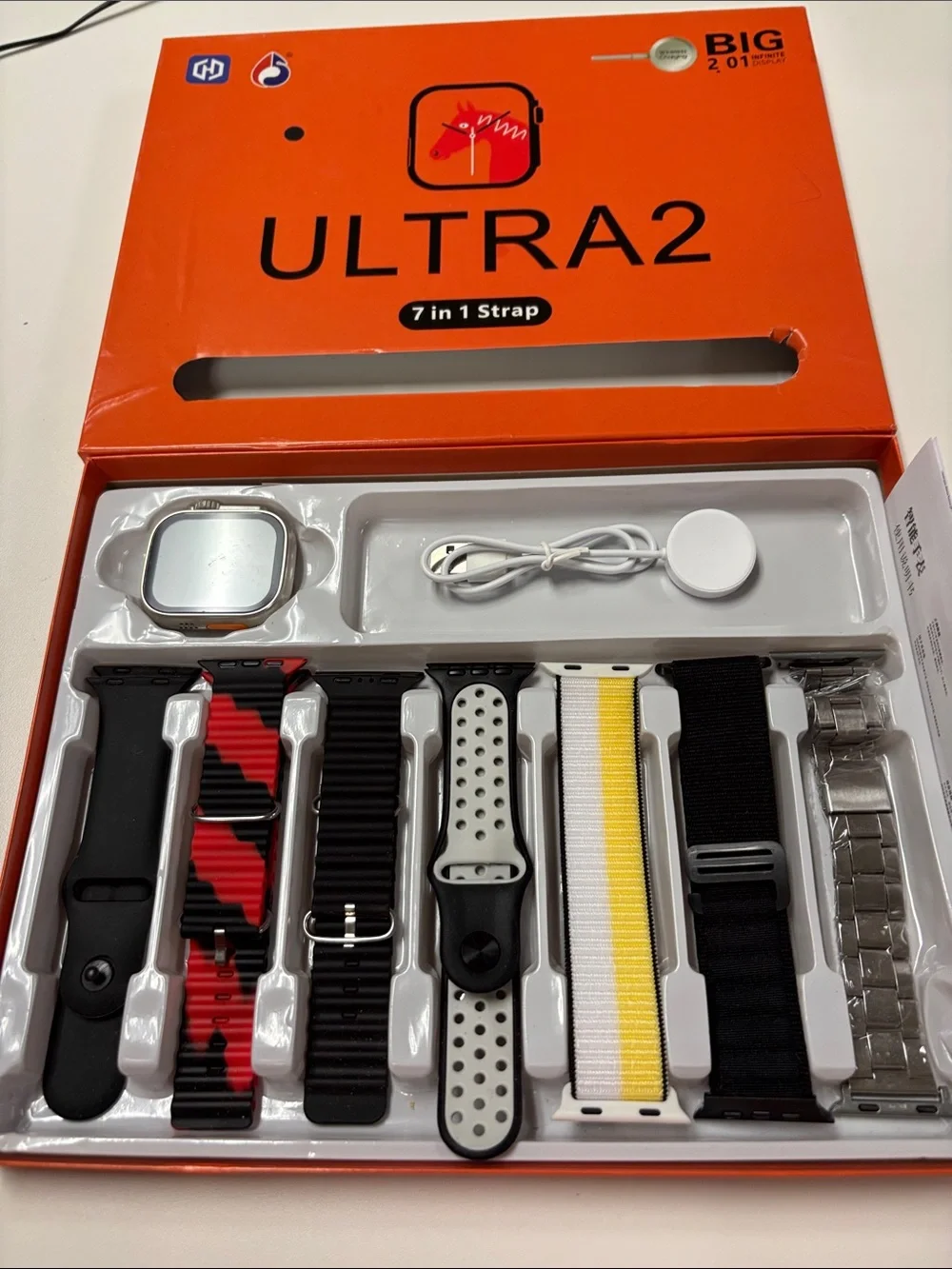 Ultra2 Smartwatch with 7 Interchangeable Straps - Orange Accent